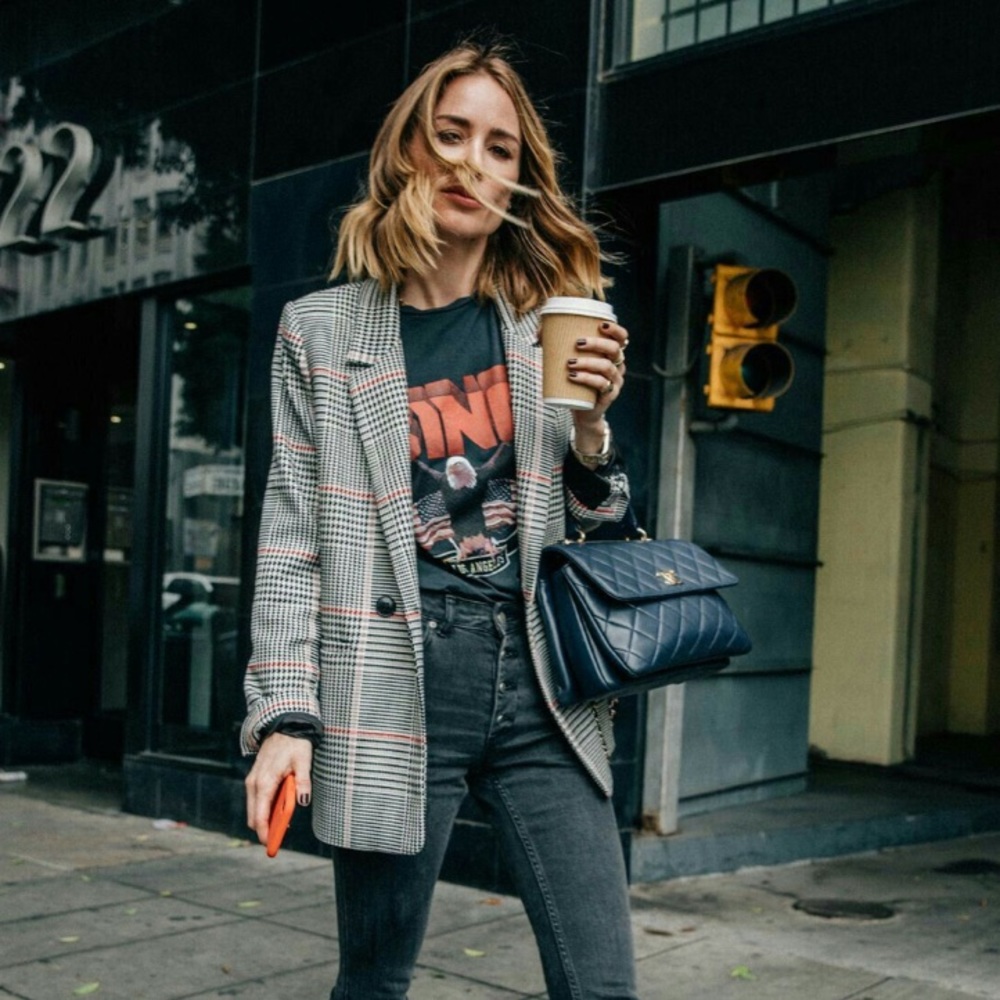 SOLD NEW Anine Bing Madeleine Blazer Plaid XS